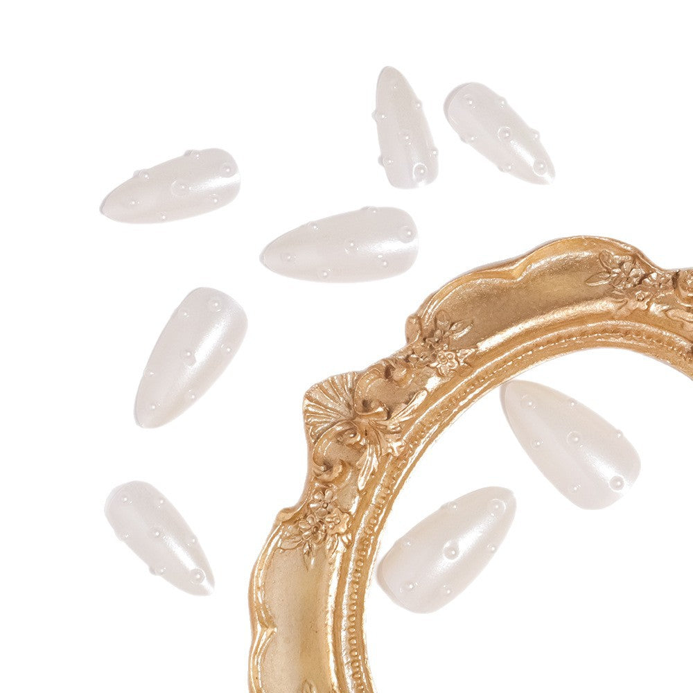 Premium Pearl-Embellished Stiletto Press-On Nails Bowlift