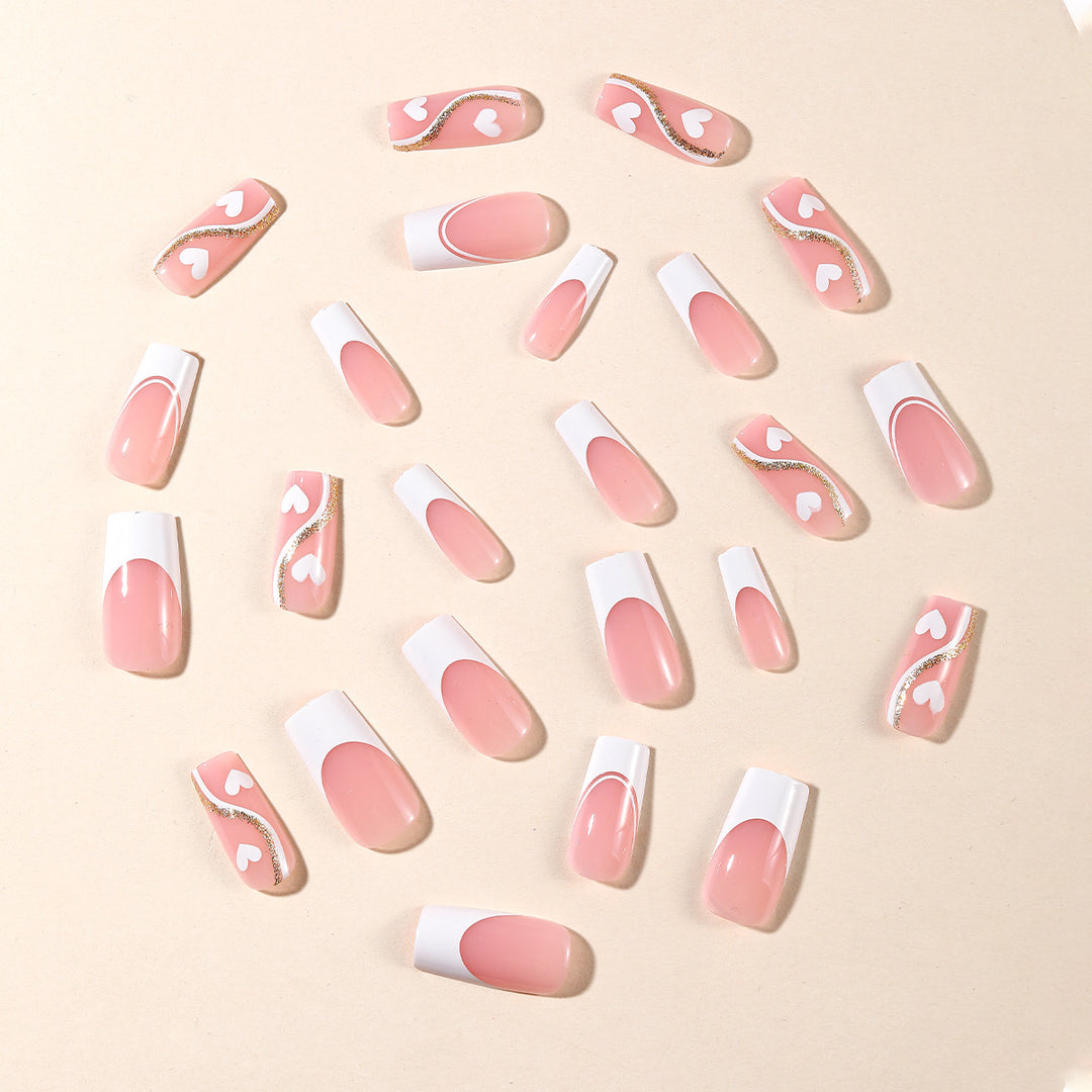 Decorative Heart-Accent Nail Art Extensions Bowlift