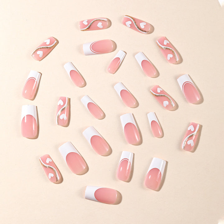Decorative Heart-Accent Nail Art Extensions Bowlift