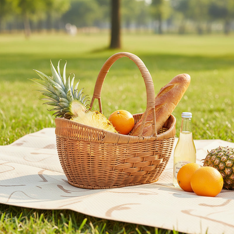 Handwoven Decorative Picnic Basket Bowlift