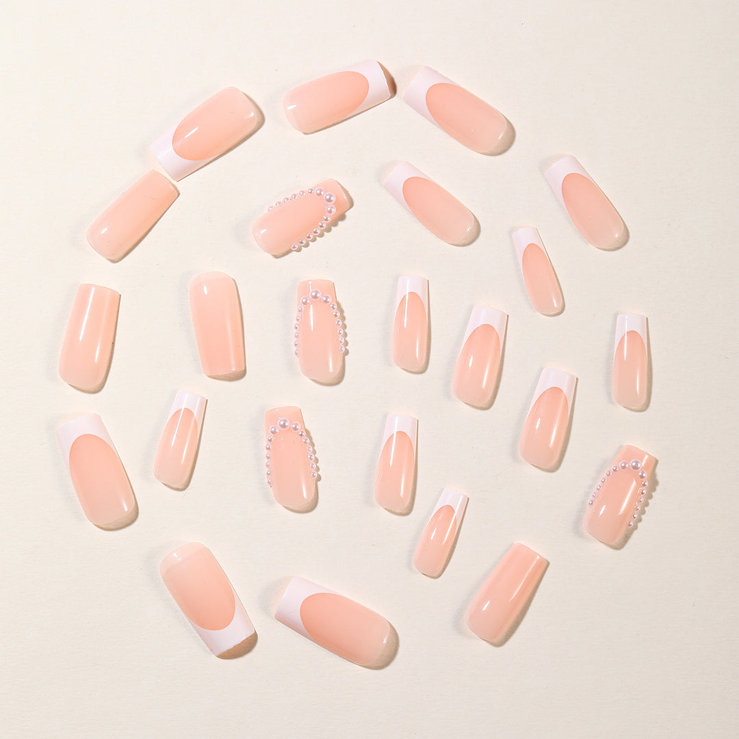Elegant Pearl-Accent Acrylic Nail Art Set Bowlift