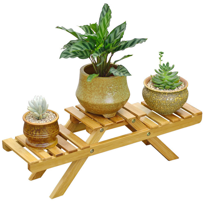 Flower rack made of durable bamboo with two levels Bowlift