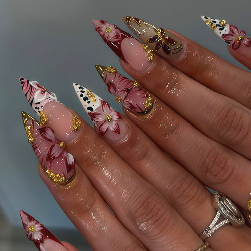 Artistic Long Stiletto Nail Design Bowlift