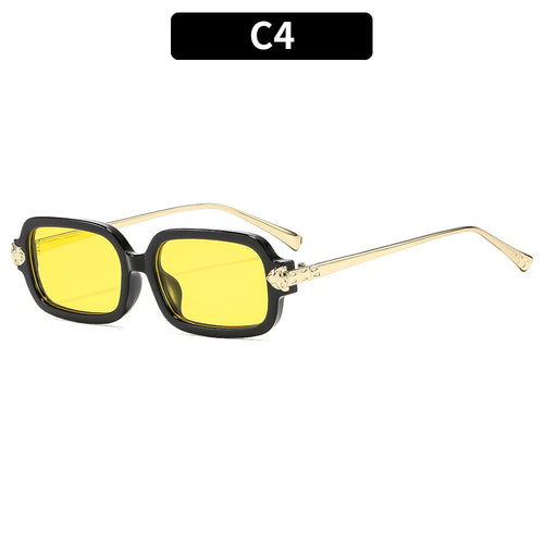 High-Style Angular Sunglasses with Gold Accents