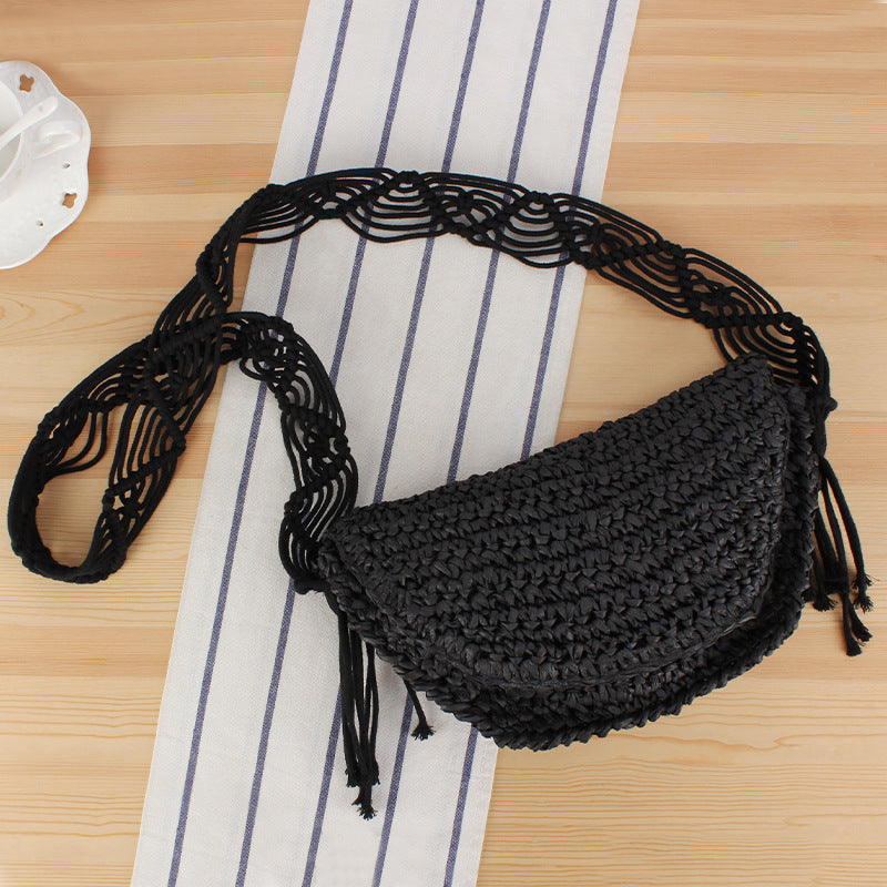 Macramé Shoulder Bag with Elegant Fringe Decoration Bowlift