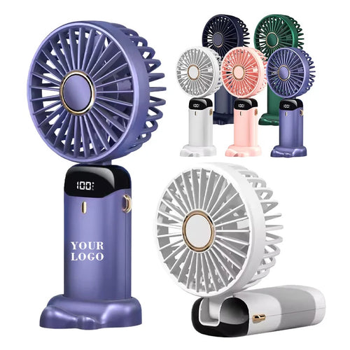 Portable Mini Hand Fan with Digital Display Bowlift