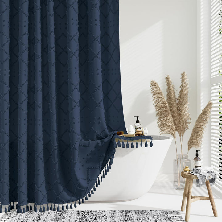 Textured Geometric Shower Curtain Bowlift