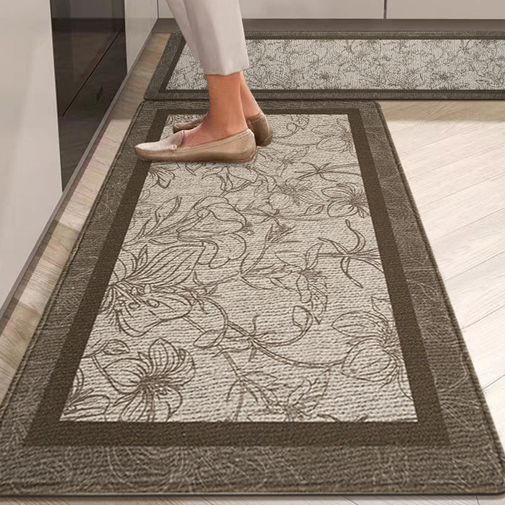 Elegant Floral Pattern Kitchen Runner Mat