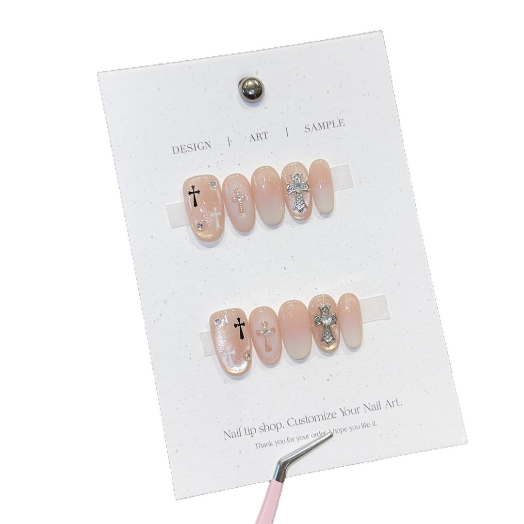 Artificial nail tips with cross design Bowlift