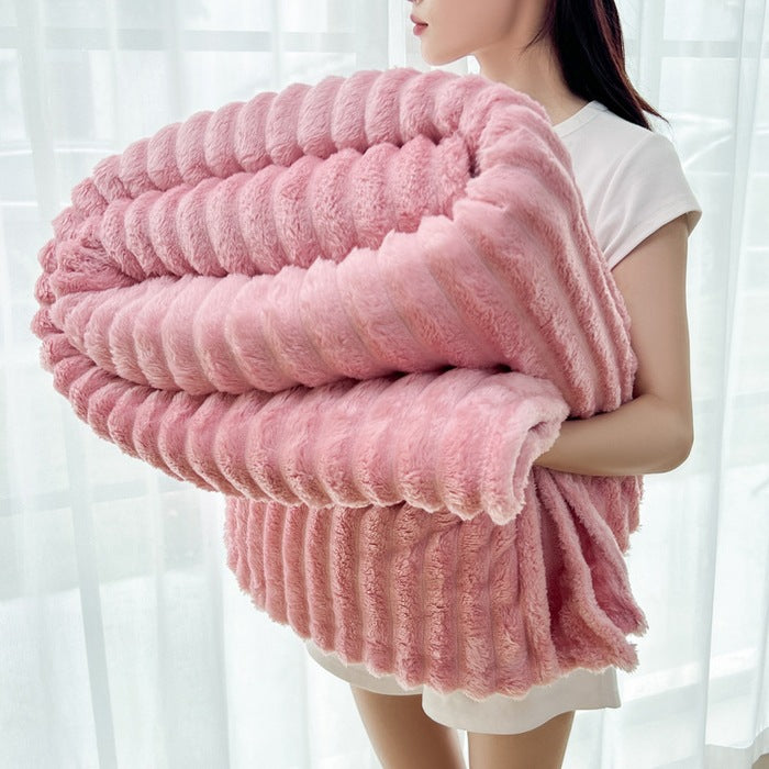 Ladies Cozy Plush Blanket with Textured Surface Bowlift