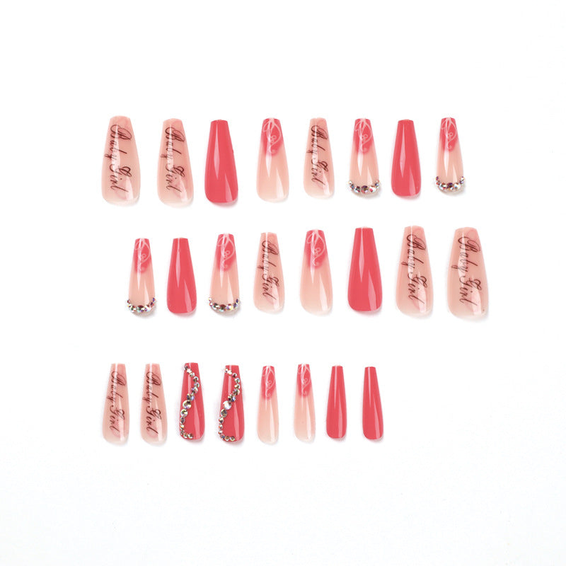 Artificial nail art with luxurious rhinestone and flower decorations Bowlift