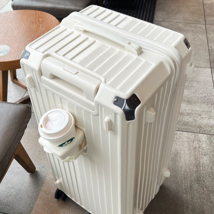 Unisex Multi-Functional Hard Shell Luggage with Beverage Holder Bowlift