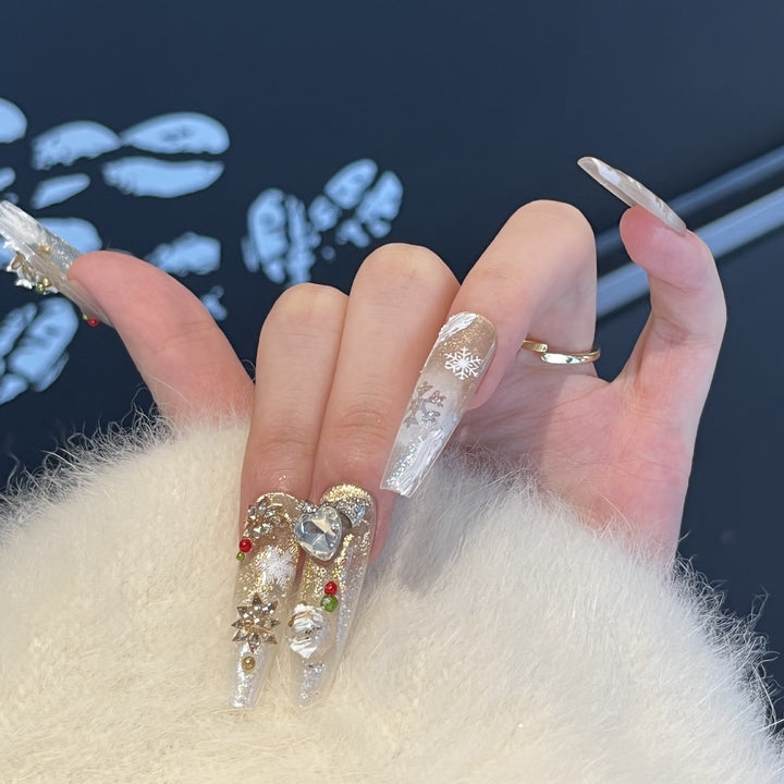 Festive Glamour Stiletto Press-On Nail Art Set Bowlift