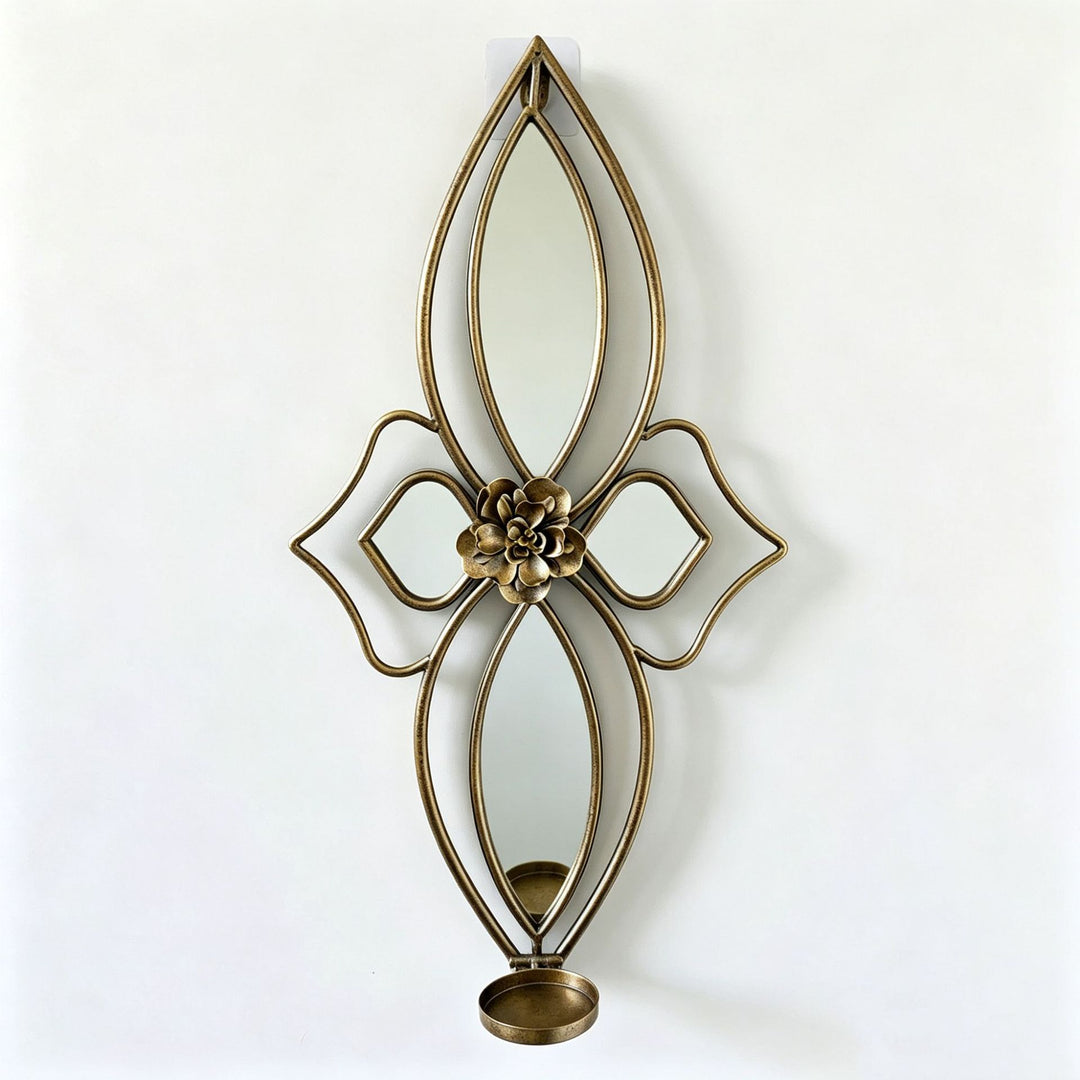 Elegant Floral Wall Mirror with Decorative Metal Design Bowlift
