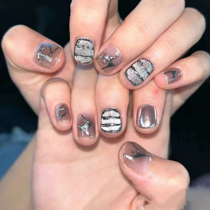 Elegant Abstract Press-On Nail Art Set Bowlift