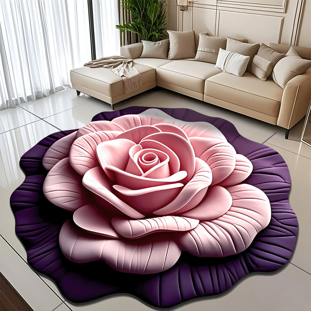 Floral-Themed Plush Area Rug