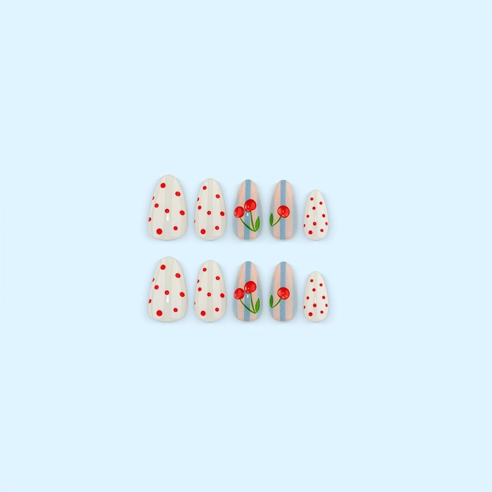 Artificial nails with fruity cherry design Bowlift