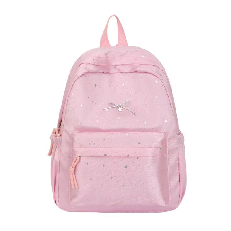 Backpack with Glittering Star Motif and Versatile Storage Options Bowlift