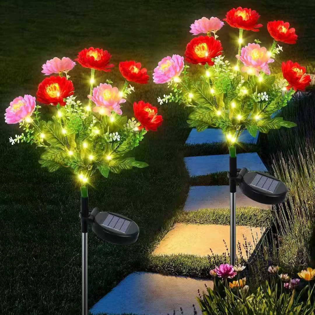 Solar-Powered Lifelike Bloom Garden Stake With Multi-Head LED Cluster And Waterproof Dusk-To-Dawn Sensor Bowlift