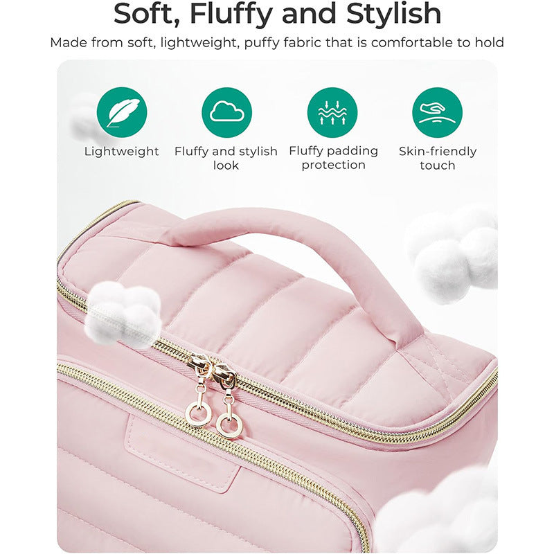 Cosmetic organizer bag with separate compartments and cosmetic compartment Bowlift