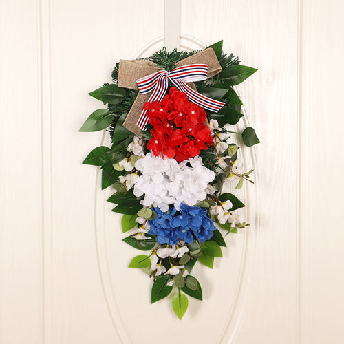 Women Decorative Wall Wreath with Colorful Artificial Flowers and Bow Bowlift