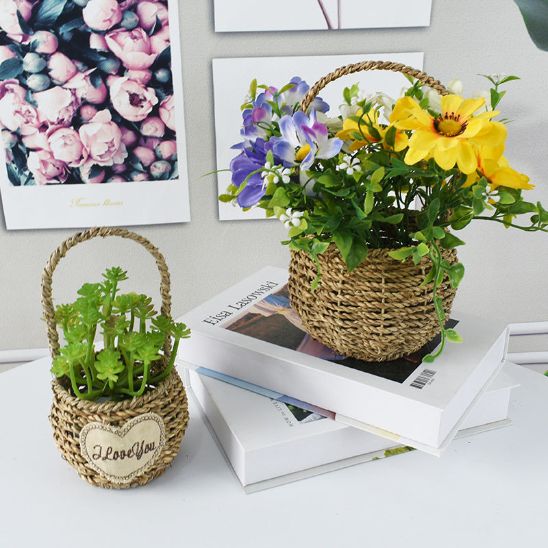 Handwoven Decorative Flower Basket Bowlift