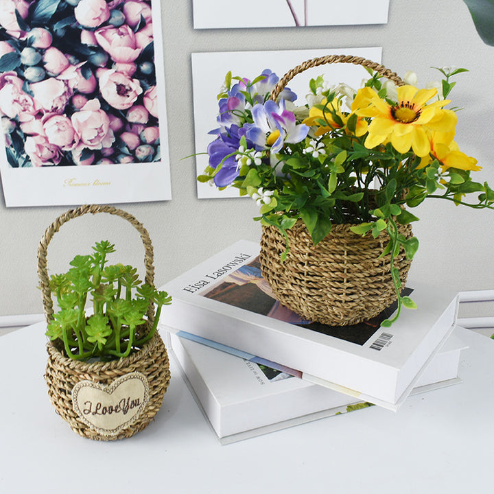 Handwoven Decorative Flower Basket Bowlift
