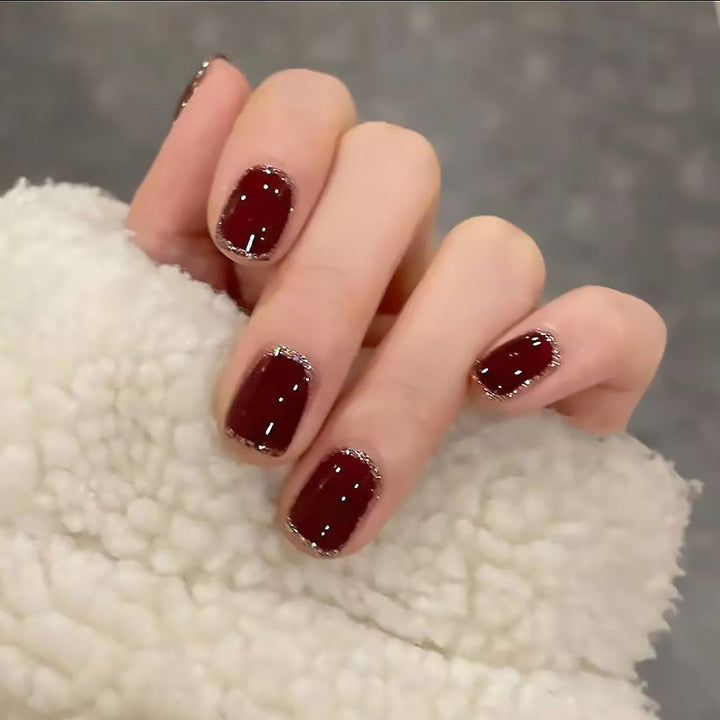 Deluxe Rhinestone-Edged Press-On Nail Set Bowlift