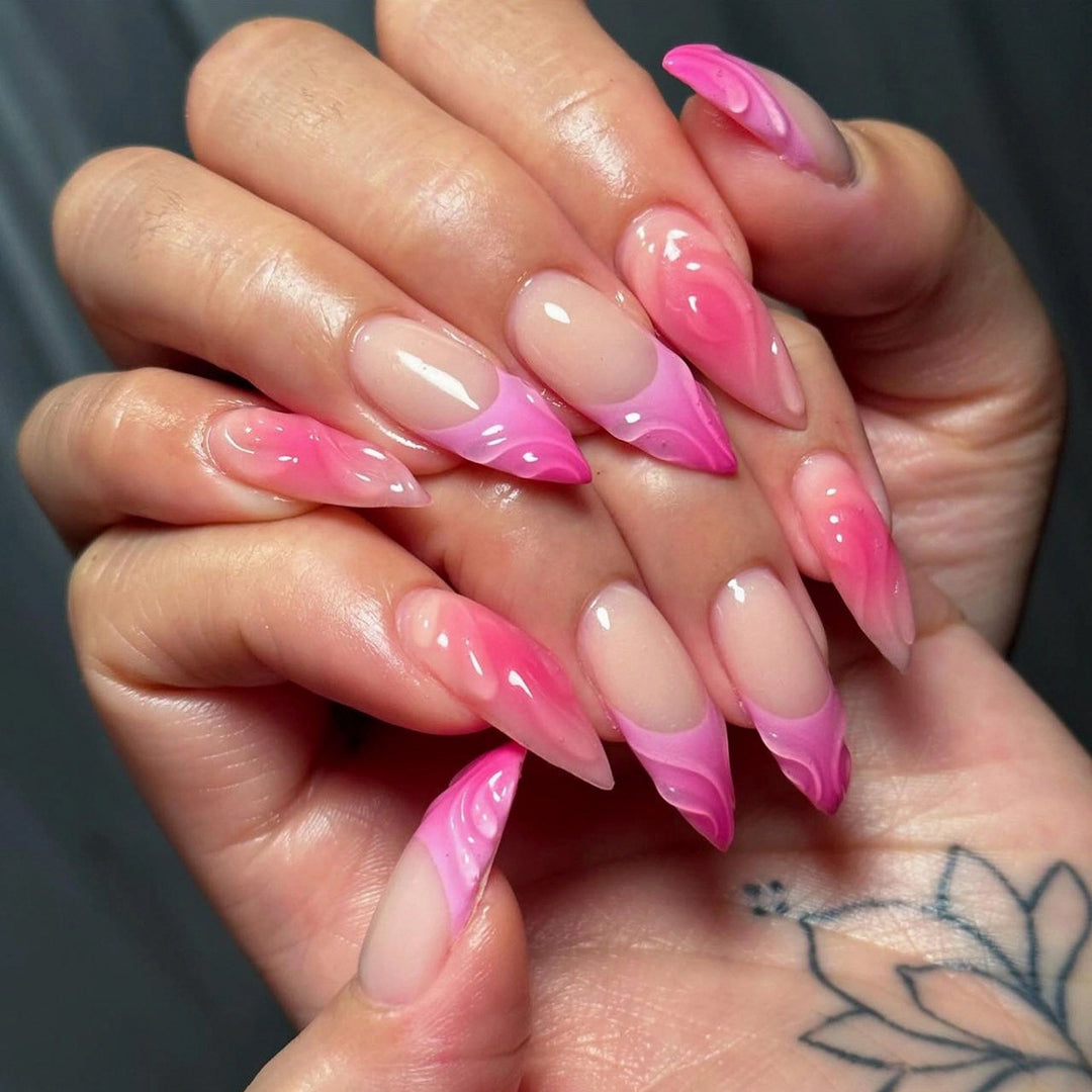Artistic acrylic nails with elegant ombre effect Bowlift