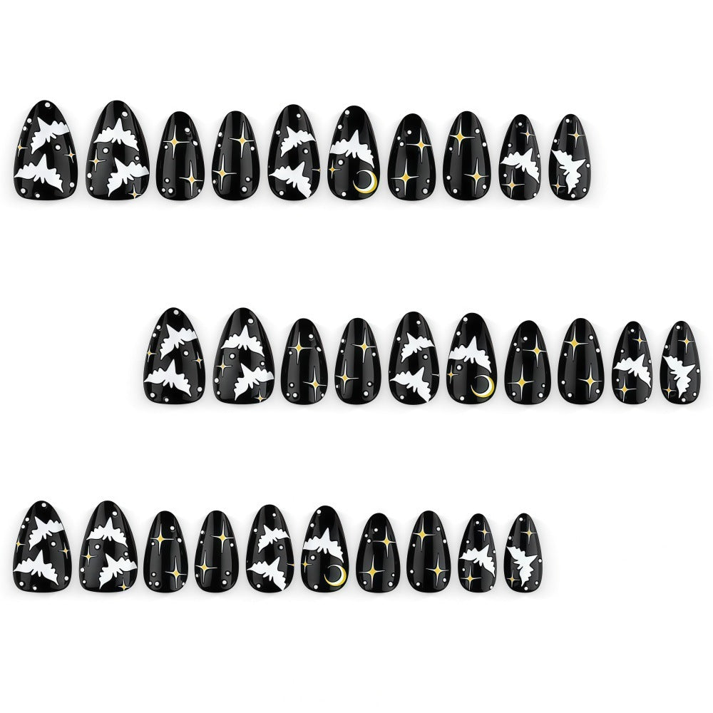 Artificial nails in creative Halloween bat design Bowlift