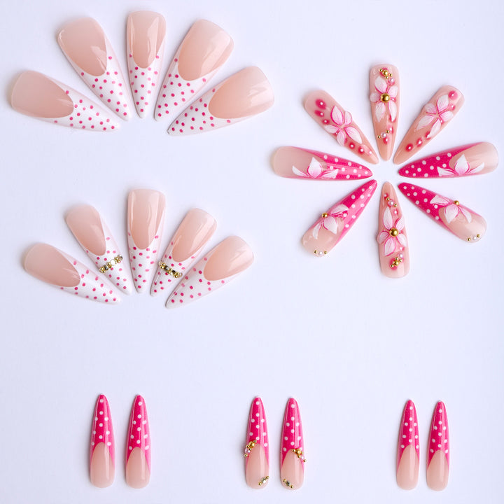 Artificial Nails in Elegant Flower Pattern Bowlift