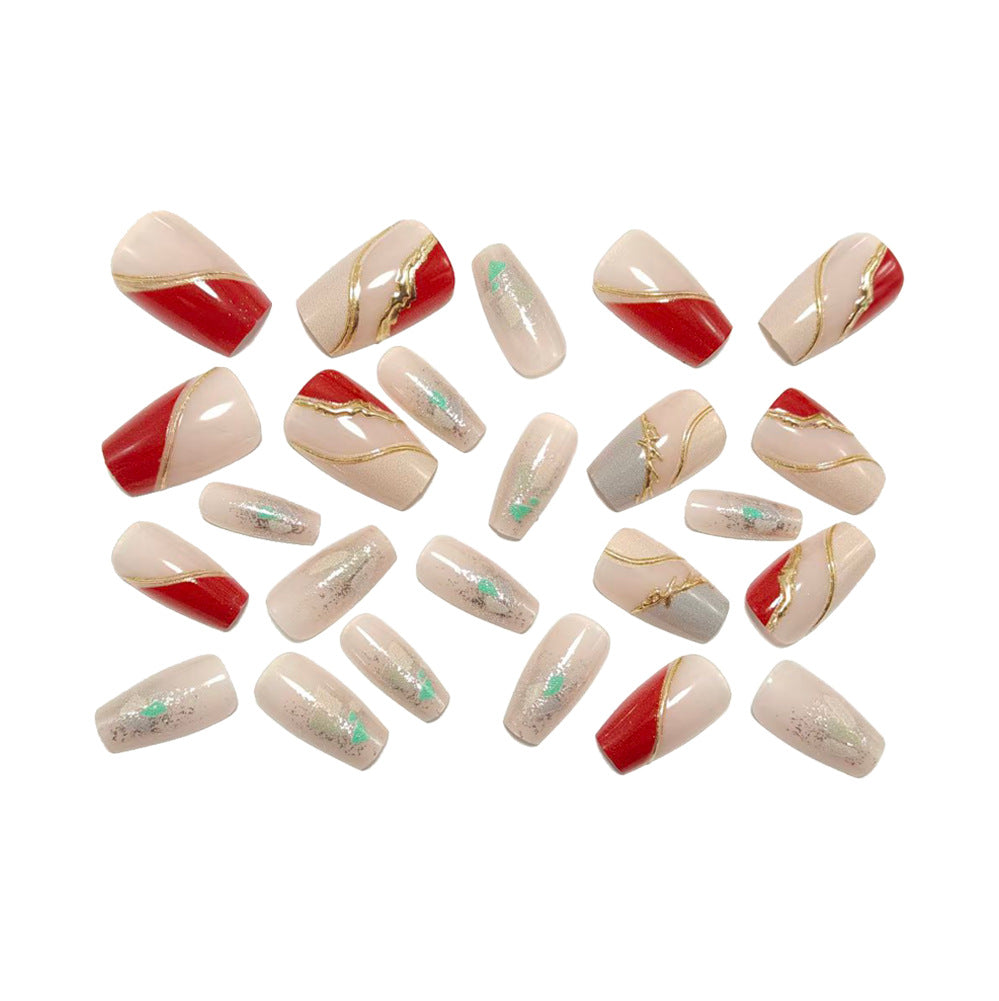 Artificial nails with elegant gold pattern Bowlift