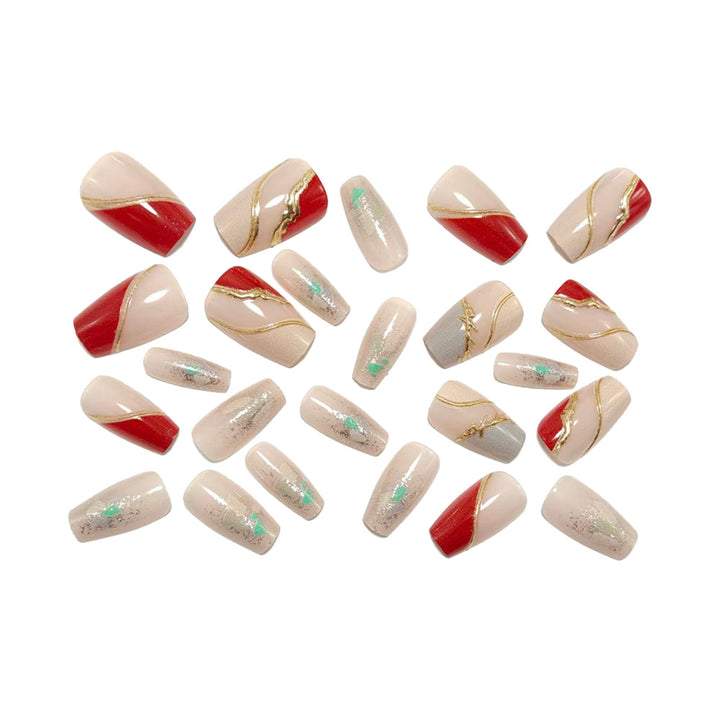 Artificial nails with elegant gold pattern Bowlift