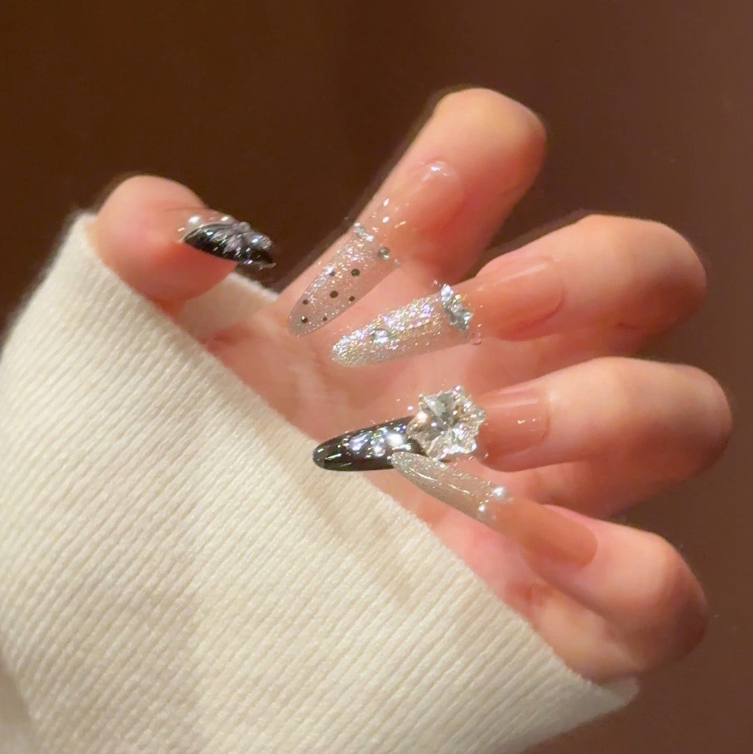 Premium Glittery Press-On Nail Extensions Bowlift