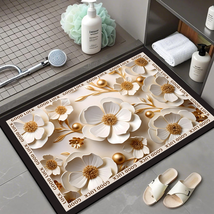 Floral Patterned Comfort Bath Mat Bowlift