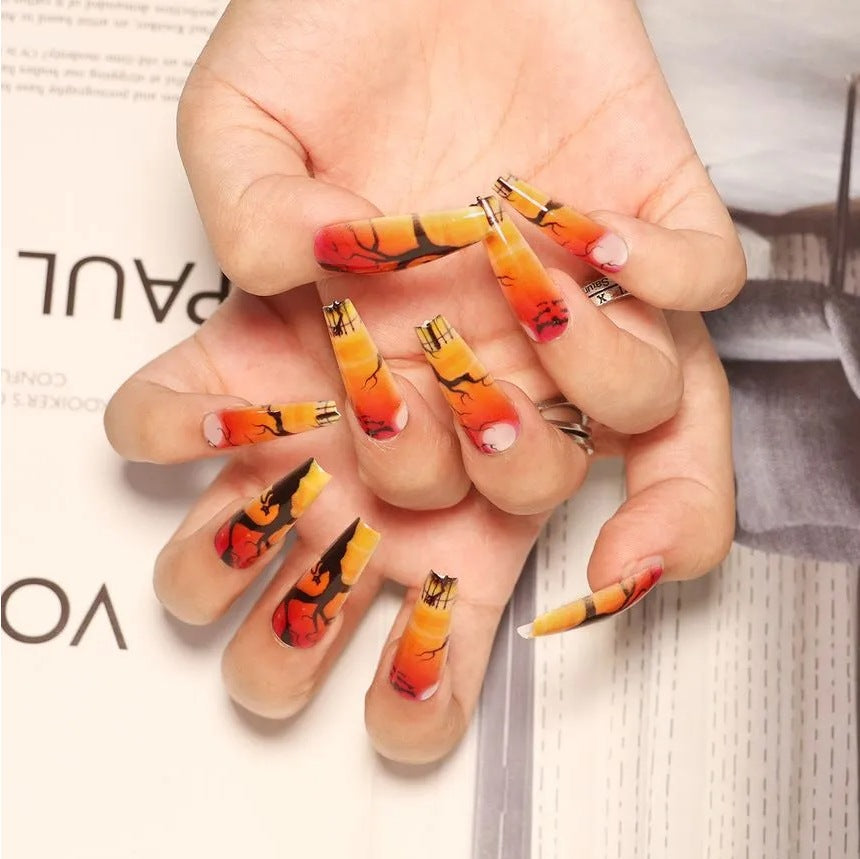 Artistic Press-On Nail Design with Dripping Effect Bowlift