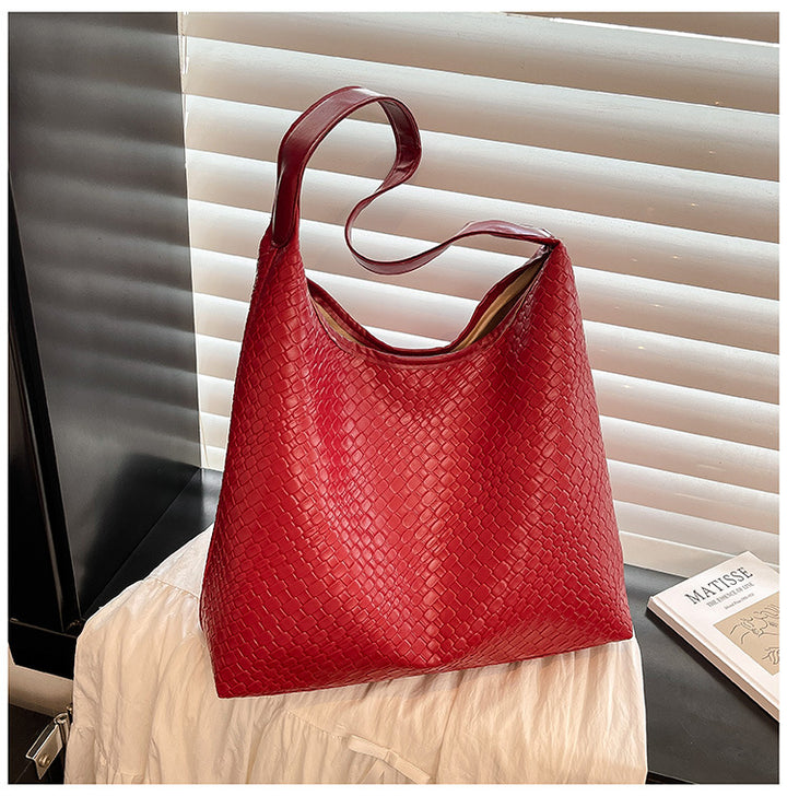 Woven Leather Shoulder Bag Bowlift