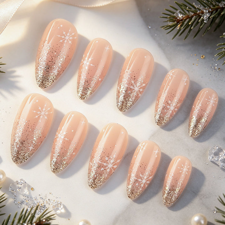 Snowflake Glitter Gel Nail Art Bowlift