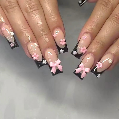 Decorative Floral Press-On Nail Art Set Bowlift