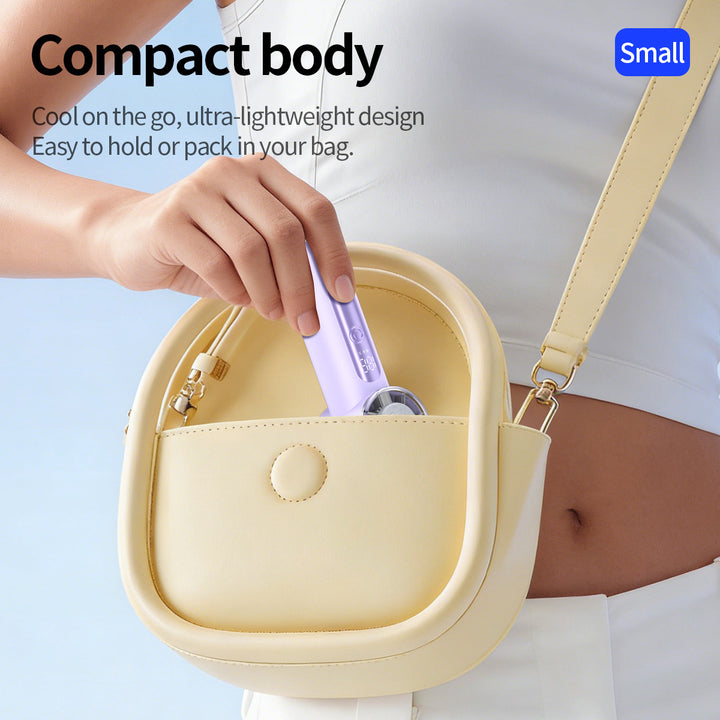 Unisex nan handheld cooling fan with ice cartridge and LED display Bowlift