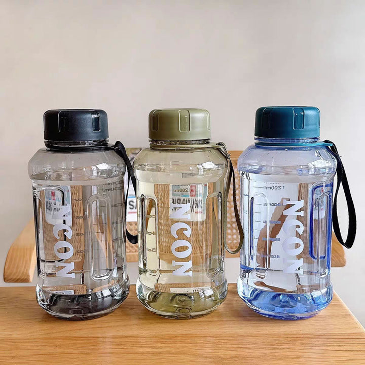 Women Transparent Drinking Bottle with Practical Carrying Handle Bowlift