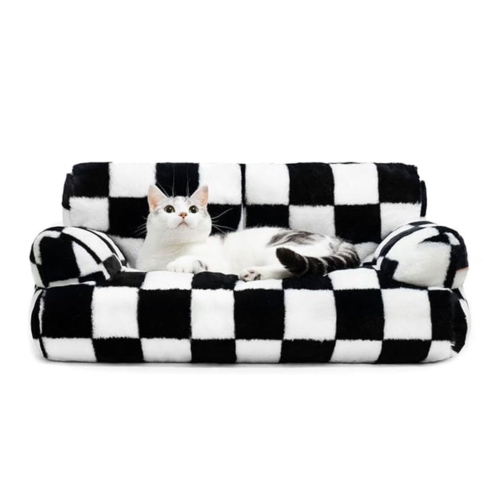 Checkerboard Pattern Plush  Sofa  Dog Bed