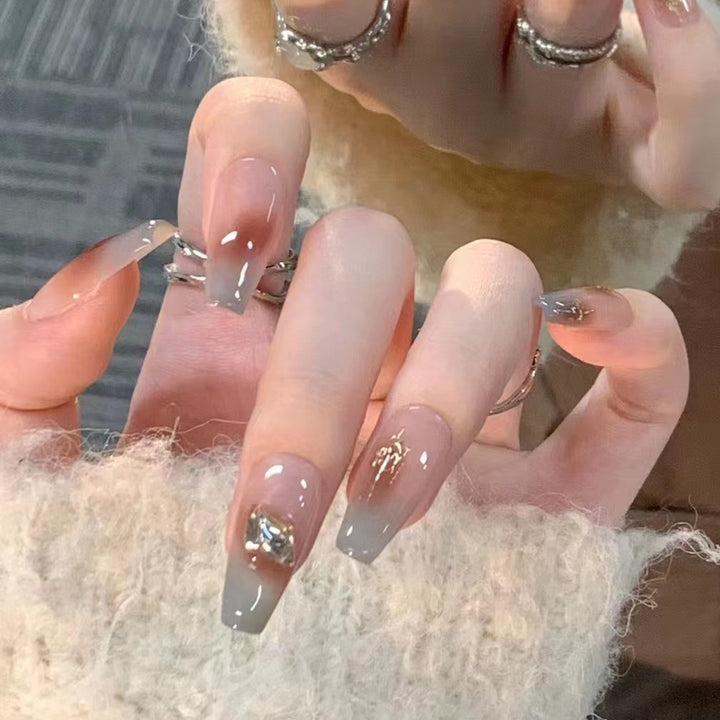 Sparkling Rhinestone Press-On Nail Set Bowlift