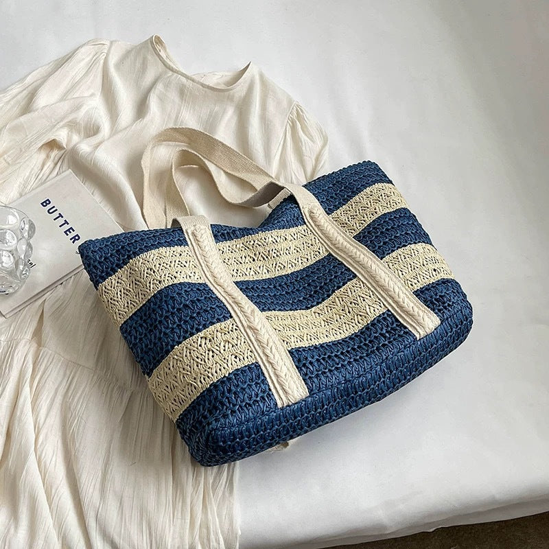 Handcrafted beach bag with distinctive striped design Bowlift