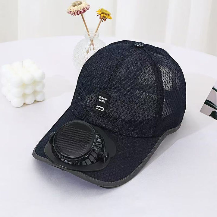 Solar-powered Fan Cap with integrated fan and breathable mesh Bowlift