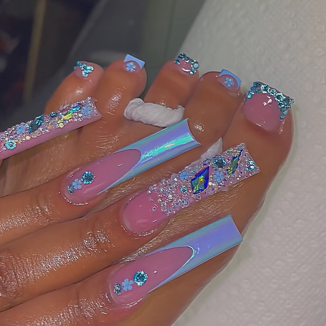 Decorative Floral Press-On Pedicure Set Bowlift
