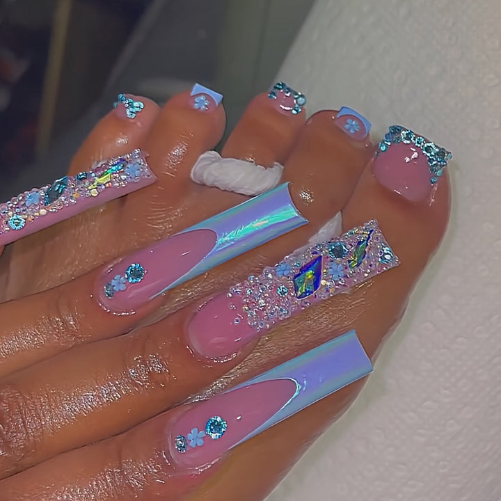 Decorative Floral Press-On Pedicure Set Bowlift