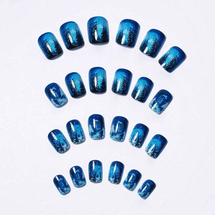 Artistic Winter Forest Nail Art Bowlift