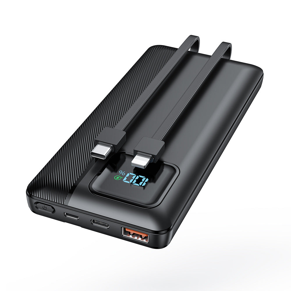 Powerbank with Integrated Charging Cables and Digital Display Bowlift