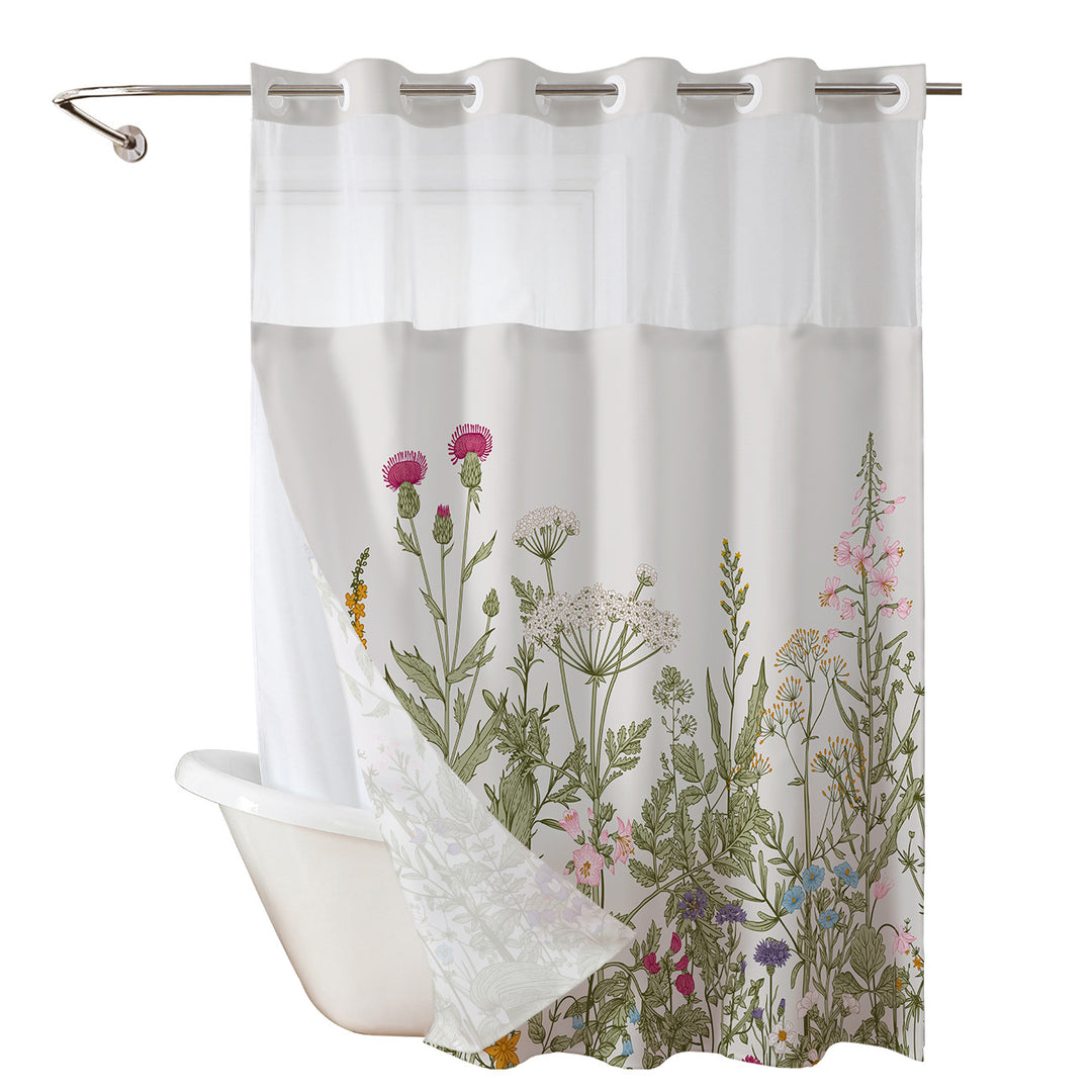 Elegant Floral Print Shower Curtain Bowlift